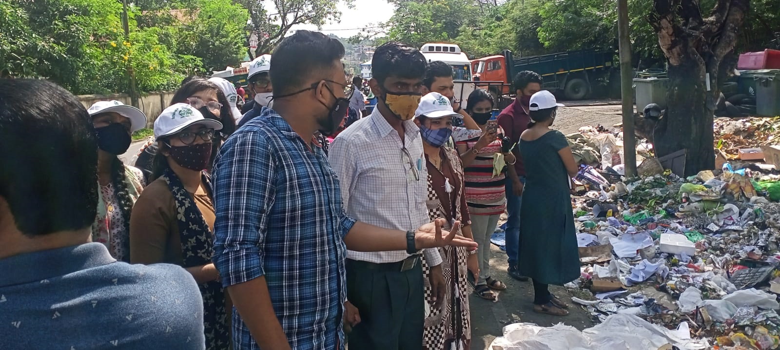 Participants observing the waste segregated at Mohanpura, Port Blair